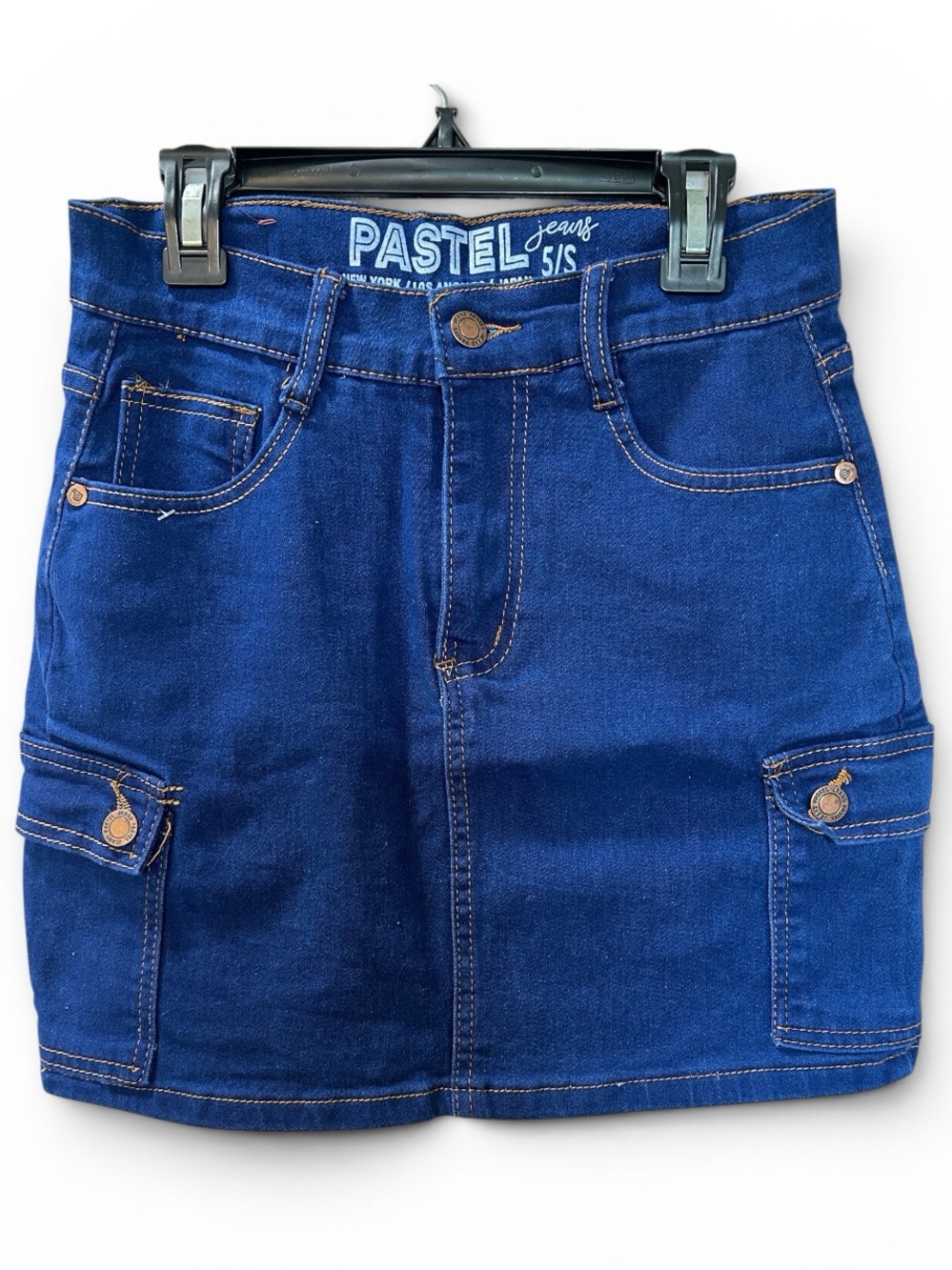 Pastel Jeans Bright Blue Denim Pocket Mini Jean Skirt Women 5 / Small